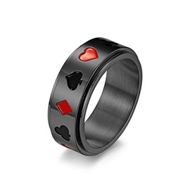 Pingyongchang Poker Spinner Ring for Men and Women Titanium Stainless Steel Aces Spade Playing Cards Rotable Anxiety Ring Rotable Fidget Rings Relieve Stress Rings-12