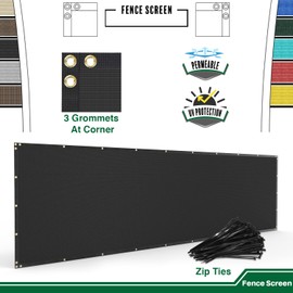 Goleray 6'x37' Outdoor Privacy Screen Fence 240GSM Polyethylene Shade Cloth UV Protection with Zipties - Perfect Fencing for Balcony, Backyard, Garden, Patio (Black)