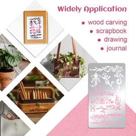 UNICRAFTALE 1Pc Journal Stencil Crimped Border Metal Stencil for Wood Burning Stainless Steel Template Tool for Painting Stencil for Journaling Patterns Stencil for Engraving