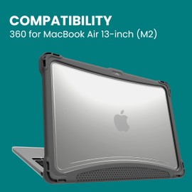 Brenthaven 360 Laptop Case Fits ONLY MacBook Air 13.6 inch M4 | M3 | M2 (2022-2024) Durable Rugged Lightweight Drop Tested Computer Cover Protection for Kids Students School and Office Supplies Gray