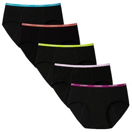INNERSY INNERSY Teen Period Pants Leak Proof Knickers for Teenage Girls Black Panties Cotton Briefs 5 Pack (14-16 Years, Coloured Black)