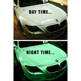 Glow in The Dark Car Wrap Vinyl 5ft x 1ft Roll with Bubble and Air Free Channel Tech DIY