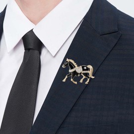 RLHRNDE Horse Brooch Pin Horse for Women Men Rhinestone Chinese Zodiac Horse Pin Year of the Horses Animal 2026 Brooch Good Luck Feng Shui Jewelry Lunar New-Year Accessory Gift (Black)