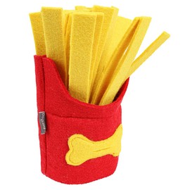 TEHAUX Dog Snuffle Toy French Fries Shape Interactive Slow Feeder Puzzle Toy for Chewing Training and Stress Relief 8.46X6.69X3.14 Inch Felt Material