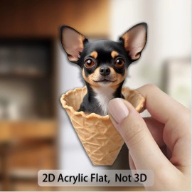 1pc Hyperrealistic Chihuahua Magnet- Cute Black& Tan Puppy in Ice Cream Cone with Expressive Eyes, Fridge Magnets for Dog Loverscolor: Multi-color