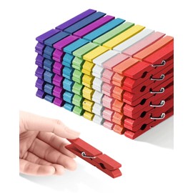 Pinzas de ropa de madera pequeñas de colores – pinzas de madera para la ropa de fotos y manualidades, colores de madera para ropa, clips de color decorativos, 40 unidades, Rosado