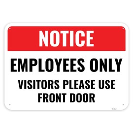 1PC Employee Entrance Only Sign, 10 x 7 Inches - Aluminum Employees Staff Only Beyond This Point - Visitors Customers Please Use Front Door