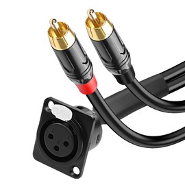 XMSJSIY D-Type XLR to RCA Cable Stereo Audio Y Splitter Cord D-Type XLR Female to Dual RCA HiFi Audio Connector Microphone Cable for Mixer Speaker Amplifier - 1M/3.28FT (Female to Dual Male)