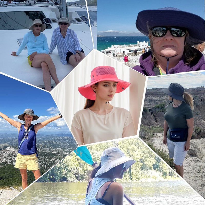 Mukeyo - Sombrero de malla para mujer, con ala ancha,