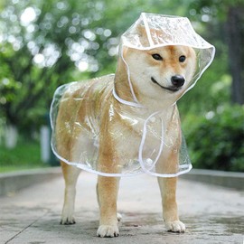 Qcwwy Dog Raincoat, Transparent Pet Raincoat, Comprehensive Protection, Pet Rain Coat, Bite Resistant, Pet Rain Poncho for Golden Retriever, Samoyed Schnauzer (White)