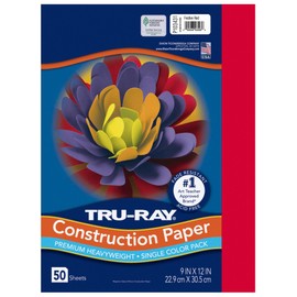 Tru-Ray PACON - 103031 Pacon Tru-Ray Heavyweight Construction Paper, Festive Red, 9" x 12", 50 Sheets - 103431