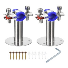 sourcing map Pack of 2 Stainless Steel Pipe Supports Wall Mounting Ceiling Mounting Pipe Bracket Adjustable Clamp Pipe Straps with Screws Suitable for Diameter 15-19 mm Piping