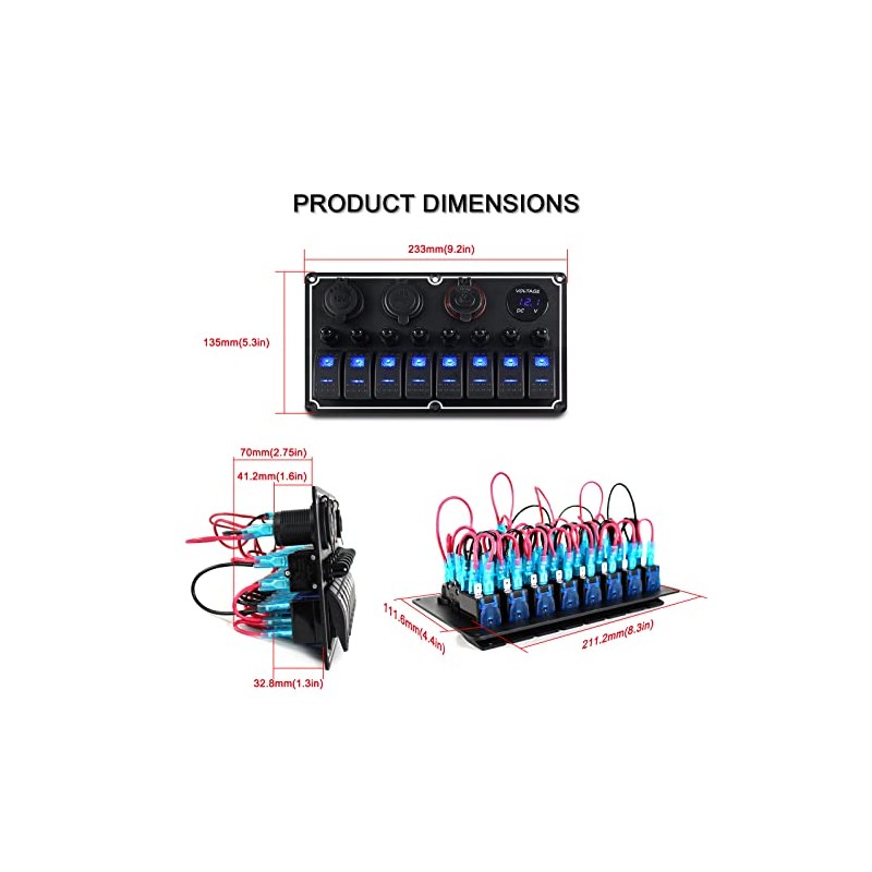 xhtechnology - Panel de Interruptores Marinos Impermeable, Panel de Interruptores