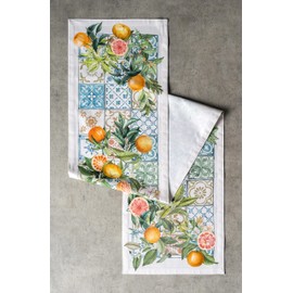 Maison d' Hermine Table Runner 100% Cotton 37cm x 230cm Decorative Washable Tablerunner Easter Table cloth for Dining, Kitchen, Parties & Camping, Agrume - Spring/Summer