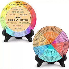 Liahelianx Wooden Mood Wheel Spinner-Anxiety Relief Spinner & Emotional Regulation Chart for Therapy,Classroom,Office,Home Decor-Eco-Friendly Mental Health Gifts for Adults,Counselors,Women & Men (A)