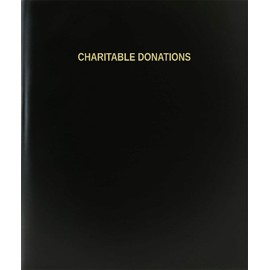 BookFactory Charitable Donations Log Book/Journal/Logbook - 120 Page, 8.5''x11'', Black Hardbound (XLog-120-7CS-A-L-Black(Charitable Donations Log Book))