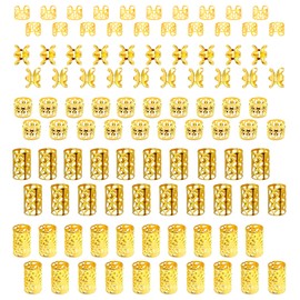 INNAL 100 Gold Hair Cuffs, Aluminum Dread Locks Jewelry Rings & Beads for Braids & Dreadlocks