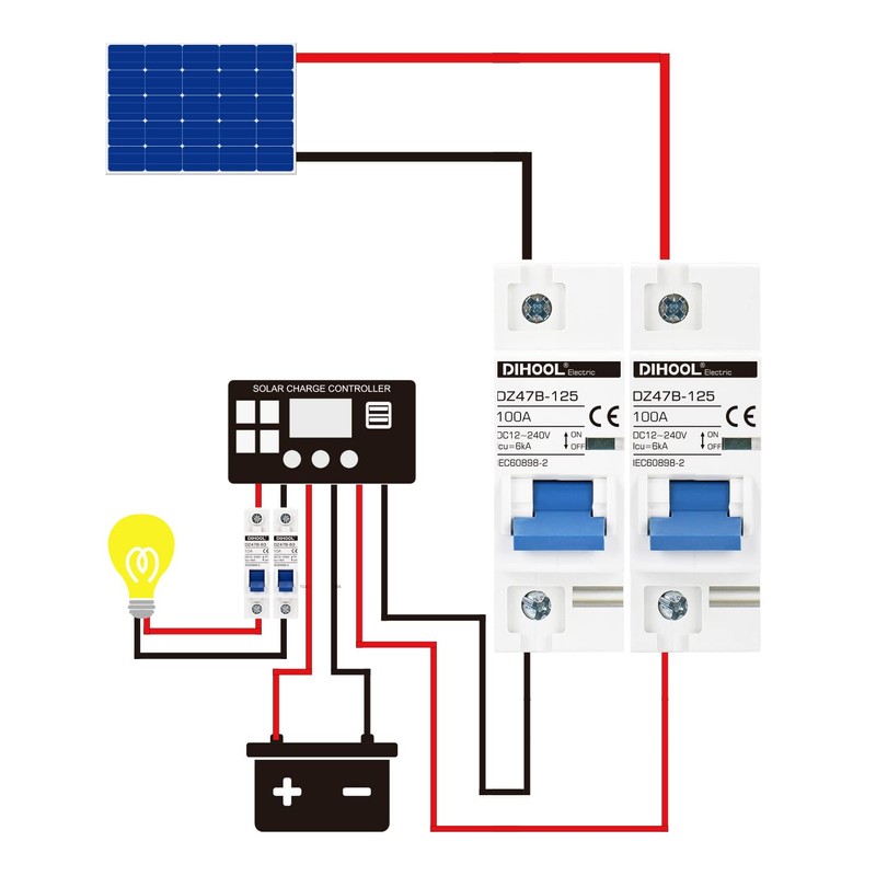 DIHOOL Miniature Breaker, 1 Piece 100 Amp 12-240V DC Disconnect