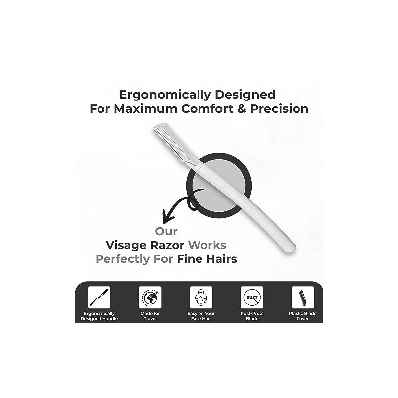 Precision Facial Razors, Touch-up Dermaplaning Tool, Eyebrow Razor, Peach Fuzz