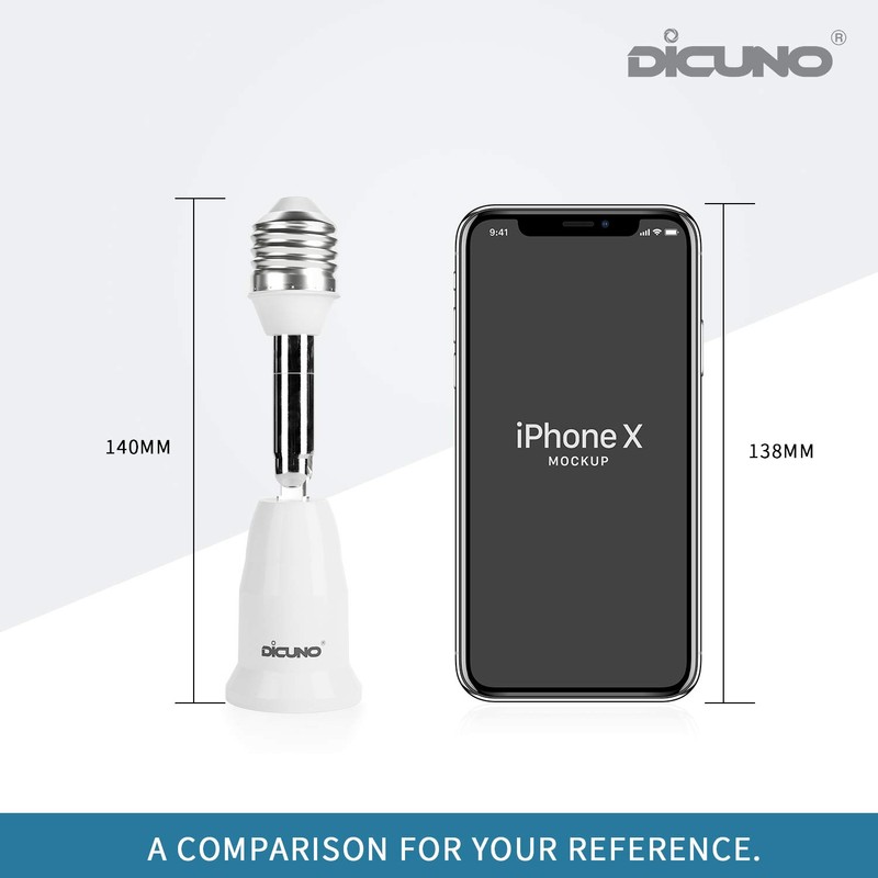 DiCUNO E26 4.5 Inch/11.5CM Extension Socket Extender Adapter, E26 to