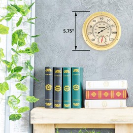 REOTEMP WTH6B Wall Thermometer Hygrometer, Analog, 5.75" Polished Metal Brass and Glass, Humidity and Temperature Monitor