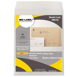 Mr-Label 1/2" x 1-3/4" Glossy Crystal Clear Return Address Labels - Waterproof and Tear-Resistant - for Laser Printer Only - Permanent Adhesive (800 Labels)