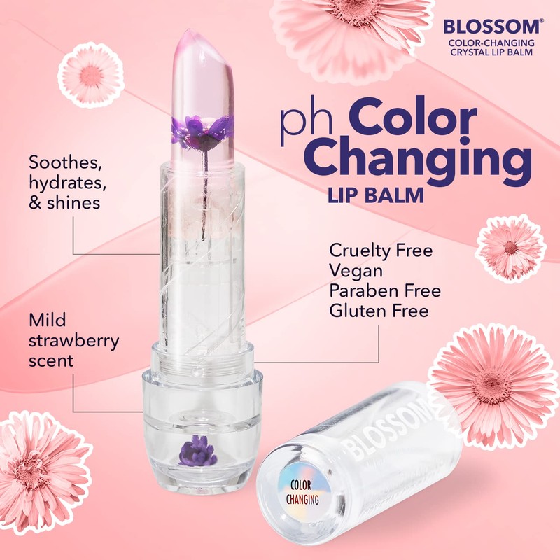 Blossom Lip Gloss Moisturizing pH Lip Balm, Strawberry Scented Color