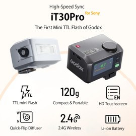 Godox iT30Pro S TTL Mini Camera Flash, iT30 Pro S 2.4G HSS 1/8000s TTL Wireless Flash, Compatible with Sony ZV-E10 a7IV a9III a6400 a6700 a7III a7CII a6000 a7C a6100 a7SIII ZV-E10 II a6500 RX10