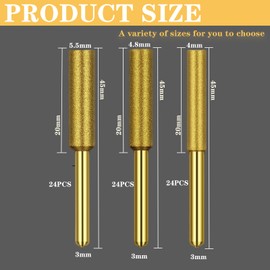 WIRSHO 72 Stück Diamant Kettensägenschärfer 4mm/4,8mm/5,5mm pro 24 Stück Diamond Chainsaw Sharpener zum Schärfen und Schleifen von Kettensägen