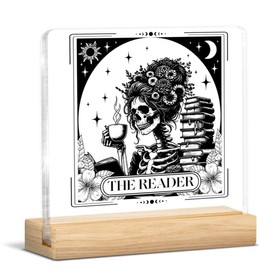 Reader Gifts for Women, Funny Gifts for Book Lovers Reading Lovers Bookworm Librarian, the Reader Tarot Card Acrylic Desk Sign Home Decor Reading Room Clear Desk Sign