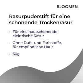 BLOCMEN Derma shaving powder pen, 3 x 60 g, for gentle dry shaving without irritation, pre-shave without fragrances and dyes for sensitive skin for men