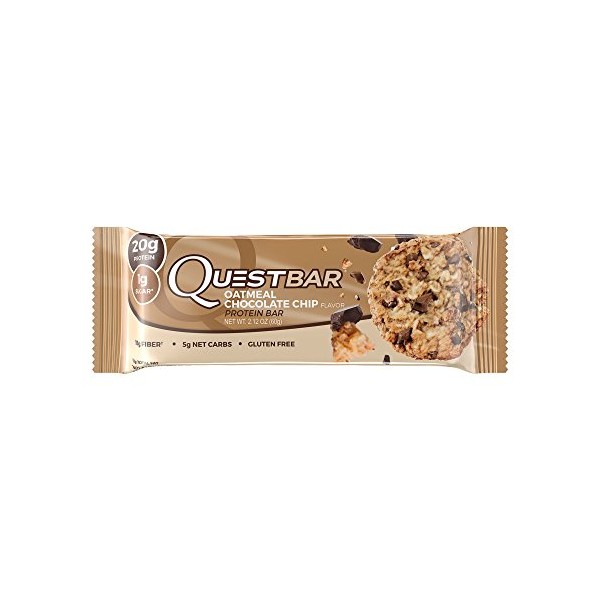 Quest Nutrition Oatmeal Chocolate Chip Protein Bar, High Protein, Low