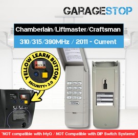 Garage Stop 2X for 877LM Liftmaster Garage Door Keypad, fits Chamberlain Craftsman Wireless Garage Door Opener Keypad, 2011 to Present, Yellow Learn Button