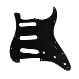 Phrilam SSS 11 Hole Strat Pickguard ST Pick Guard Scratch Plate for Fender USA/Mexican Standard Stratocaster Modern Style Electric Guitar, Black 3Ply