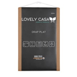 Lovely Casa - Flat sheet - Size 180 x 290 cm - 100% Oeko-Tex certified cotton - Colour curry - Model Eden - Bed linen for home - Soft and comfortable for a cosy nest