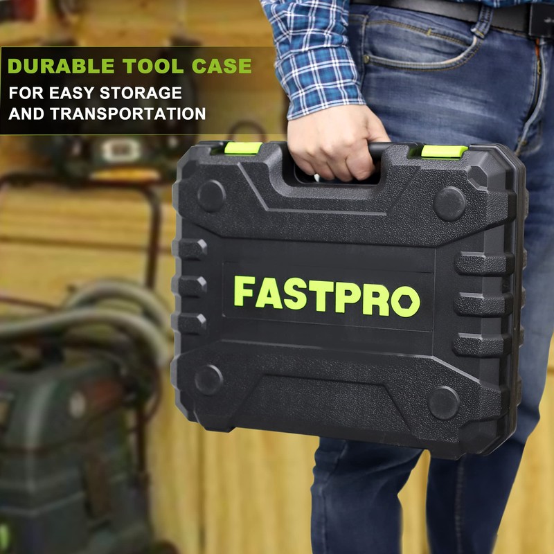 FASTPRO 177-Piece 20V Cordless Lithium-ion Drill Driver and Home Tool