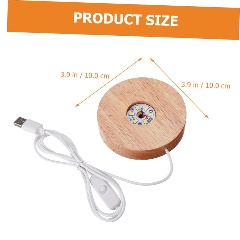LED Wood Display Base USB Powered Cylinder Light Display Base