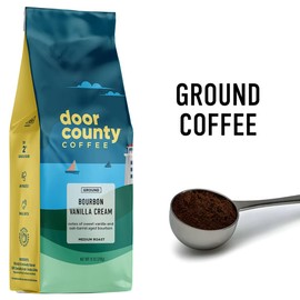 Door County Coffee Bourbon Vanilla Cream Flavored Ground - 10oz Bag - Medium Roast - 100% Specialty Arabica - Flavored Gourmet - Bourbon Vanilla Cream