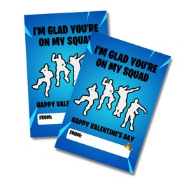Squads Valentine Cards Class Emote Postcard | 30 Pack 4x6” Gamer Zero Builds Boys Girls Skins Valentine's Day for School Exchange Item Shop Victory Royale Fort Nite