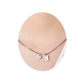 Lantine Women's Letter Necklace A-Z Titanium Steel, 41 cm + 5 cm Extension, 1.55 mm Box Chain with Round Pendant