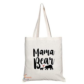 TB761 Mama Bear Novelty Present Gift Printed Eco-Friendly Stylish Long Handled Tote Shoulder Bag