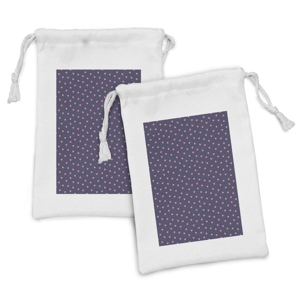 Lunarable Valentines Day Fabric Pouch Set of 2, Modernistic and