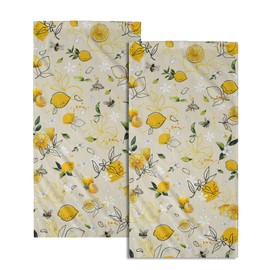 Lemon Flowers Hand Towels 2Pcs Summer Fruit White Daisy Decorative Fingertip Tea Towel Dishcloth 14.4 x 28.3 Inch for Bathroom Hotel Home Kitchen Decor