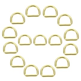 sourcing map 15Pcs 0.8 x 0.7 Inch Metal D Rings, Light Gold Welded Rings Buckles, Solid Hardware Bags Rings for Purse, Sewing Keychains Belts, Dog Collars, Backpack