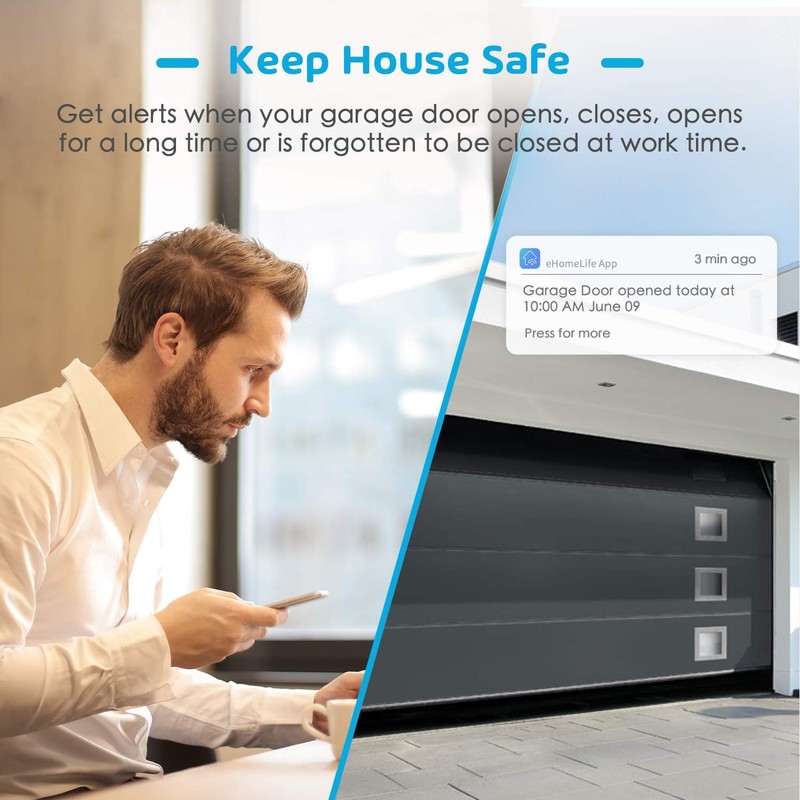 Flysocks Smart Garage Door Opener, WiFi Garage Door Switch, Compatible