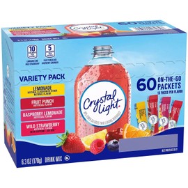 Crystal Light Lemonade Fruit Punch Powdered Drink Mix Variety Pack 60 ct .