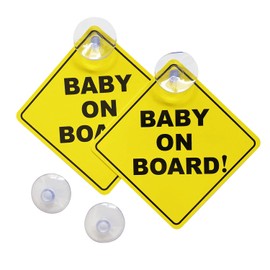 WZCNDIDI Baby on Board Sticker for Cars 2PCS , Baby On Board Warning Signs with Suction Cups , Durable and Strong Without Residue