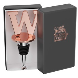 Wine and Beverage Bottle Stopper With Rose Gold Finish ~ Individual Wine Bottle Stoppers A Thru Z ~ Gifts for Wine Lovers ~ by HouseVines (W)