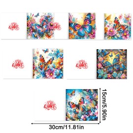 pigpigboss - Paquete de 6 tarjetas de felicitación de diseño de mariposa, diseño especial de flores de diamante con sobres, tarjetas de agradecimiento para adultos