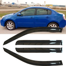 4pcs Original Shatterproof Side Window Wind Deflectors for 2007-2012 Nissan Sentra,Tape-on Sun Rain Guard Sets,Nice Looking Window Visors for Cars,Durable Vent Deflector for Sentra 07-12 94165